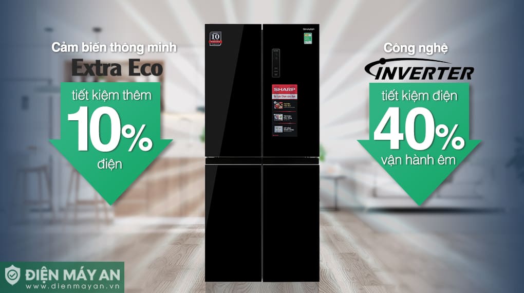Tủ lạnh Sharp Inverter 362 lít Multi Door SJ-FX420VG-BK